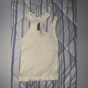 Zara Off-White Ribbed Tank Top